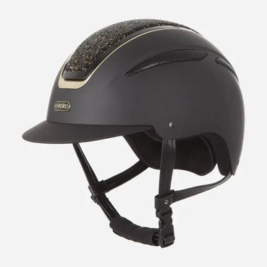 Evoke Callisto Classic Peak Riding Hat Black with Gold Crystal Panel| Online For Equine