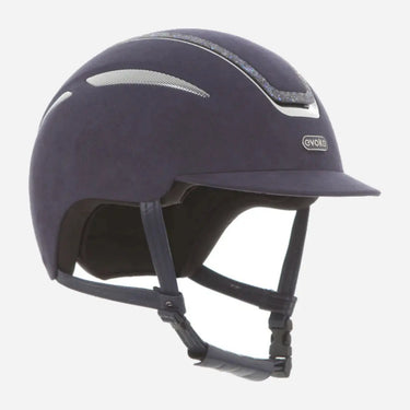 Evoke Callisto Classic Peak Riding Hat Cool Blue Suede Blue Crystal Frame| Online For Equine