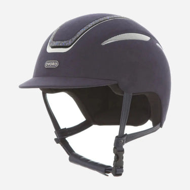 Evoke Callisto Classic Peak Riding Hat Cool Blue Suede Blue Crystal Frame| Online For Equine