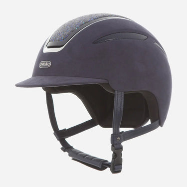 Evoke Callisto Classic Peak Riding Hat Cool Blue Suede Blue Crystal| Online For Equine