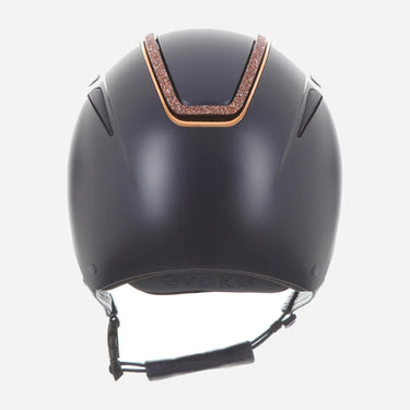 Evoke Callisto Classic Peak Riding Hat Navy Rose Gold Crystal Frame| Online For Equine