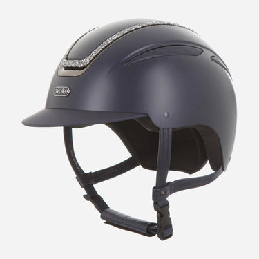 Evoke Callisto Classic Peak Riding Hat Navy Silver Crystal Frame| Online For Equine