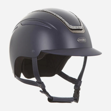 Evoke Callisto Classic Peak Riding Hat Navy Silver Crystal Frame| Online For Equine