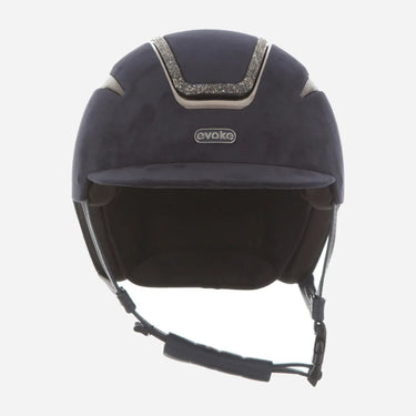 Evoke Callisto Classic  Peak Riding Hat Navy Suede Steel Crystal Frame| Online For Equine