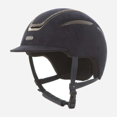 Evoke Callisto Classic  Peak Riding Hat Navy Suede Steel Crystal Frame| Online For Equine