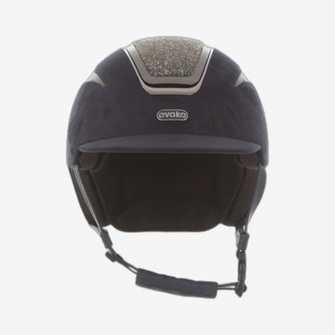 Evoke Callisto Classic Peak Riding Hat Navy Suede Steel Crystal| Online For Equine