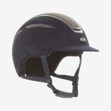Evoke Callisto Classic Peak Riding Hat Navy Suede Steel Crystal| Online For Equine