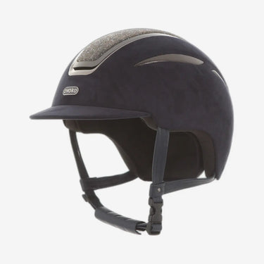 Evoke Callisto Classic Peak Riding Hat Navy Suede Steel Crystal| Online For Equine