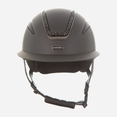 Evoke Callisto Wide Peak Riding Hat Black Black Crystal Frame| Online For Equine
