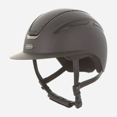 Evoke Callisto Wide Peak Riding Hat Black Black Crystal Frame| Online For Equine