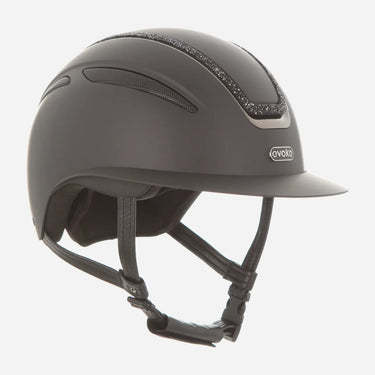Evoke Callisto Wide Peak Riding Hat Black Black Crystal Frame| Online For Equine