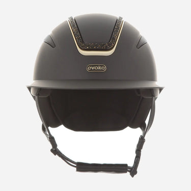 Evoke Callisto Wide Peak Riding Hat Black Gold Crystal Frame| Online For Equine
