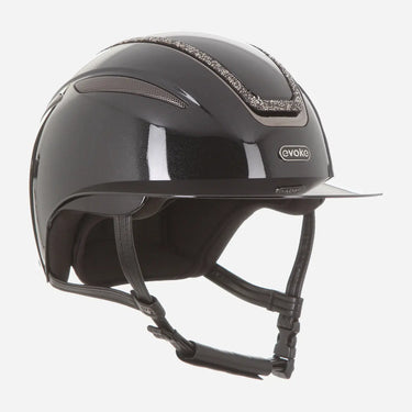 Evoke Callisto Wide Peak Riding Hat Black Metallic Marcasite Crystal Frame| Online For Equine