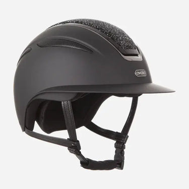 Evoke Callisto Wide Peak Riding Hat Black with Black Crystal Panel| Online For Equine