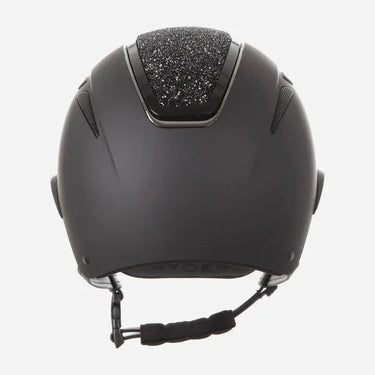 Evoke Callisto Wide Peak Riding Hat Black with Black Crystal Panel| Online For Equine