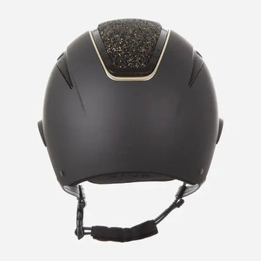 Evoke Callisto Wide Peak Riding Hat Black with Gold Crystal Panel| Online For Equine