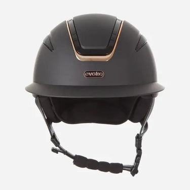 Evoke Callisto Wide Peak Riding Hat Black with Rose Gold| Online For Equine