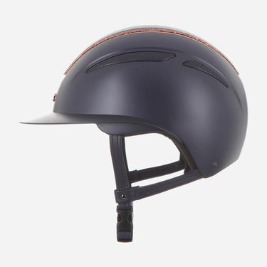 Evoke Callisto Wide Peak Riding Hat Navy Rose Gold Crystal Frame| Online For Equine