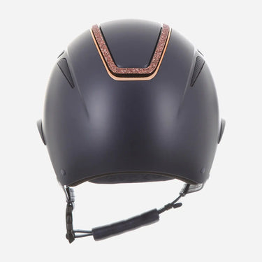 Evoke Callisto Wide Peak Riding Hat Navy Rose Gold Crystal Frame| Online For Equine