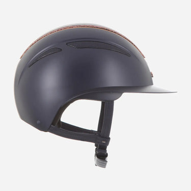 Evoke Callisto Wide Peak Riding Hat Navy Rose Gold Crystal Frame| Online For Equine