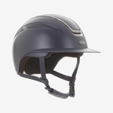 Evoke Callisto Wide Peak Riding Hat Navy Silver Crystal Frame| Online For Equine