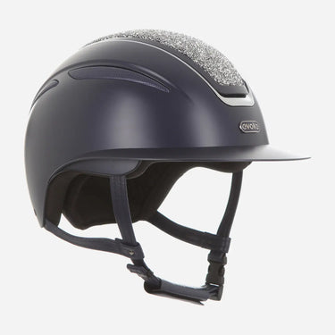 Evoke Callisto Wide Peak Riding Hat Navy Silver Crystal| Online For Equine