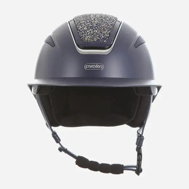 Evoke Callisto Wide Peak Riding Hat Navy with Navy Crystal Panel| Online For Equine