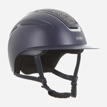 Evoke Callisto Wide Peak Riding Hat Navy with Navy Crystal Panel| Online For Equine