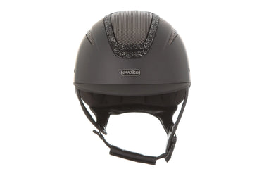 Evoke Elara Classic Peak Riding Hat Black/Black Crystal Frame| Online For Equine