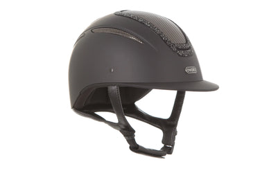Evoke Elara Classic Peak Riding Hat Black/Black Crystal Frame| Online For Equine