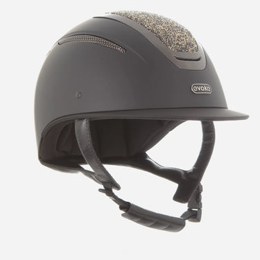 Evoke Elara Classic Peak Riding Hat Black/Gold Crystal Frame| Online For Equine