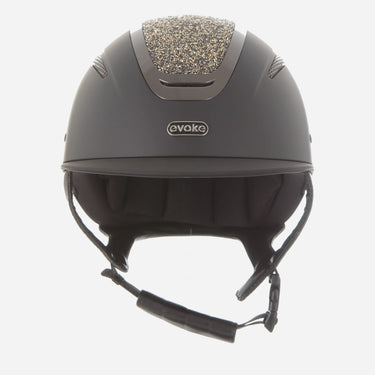 Evoke Elara Classic Peak Riding Hat Black/Gold Crystal Frame| Online For Equine