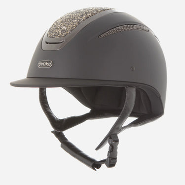 Evoke Elara Classic Peak Riding Hat Black/Gold Crystal Frame| Online For Equine