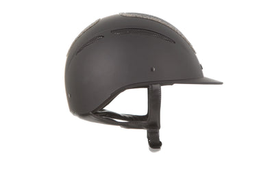 Evoke Elara Classic Peak Riding Hat Black/Viper/Steel Crystal Frame| Online For Equine