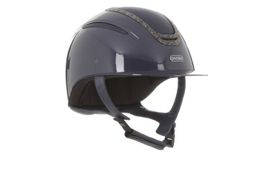 Evoke Elara Classic Peak Riding Hat Navy Metallic/Steel Crystal Frame| Online For Equine
