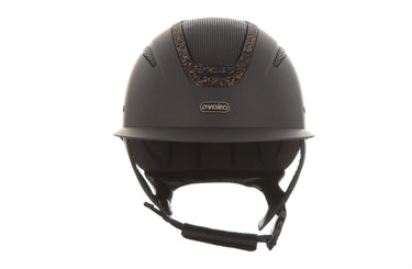 Evoke Elara Wide Peak Riding Hat Black/Gold Crystal Frame| Online For Equine