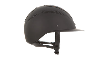 Evoke Elara Wide Peak Riding Hat Black/Gold Crystal Frame| Online For Equine