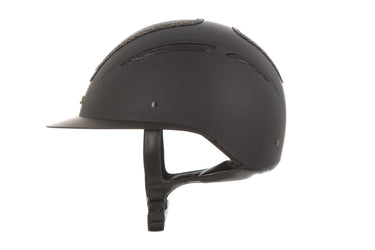 Evoke Elara Wide Peak Riding Hat Black/Gold Crystal Frame| Online For Equine
