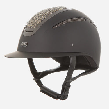 Evoke Elara Wide Peak Riding Hat Black/Gold Crystal| Online For Equine