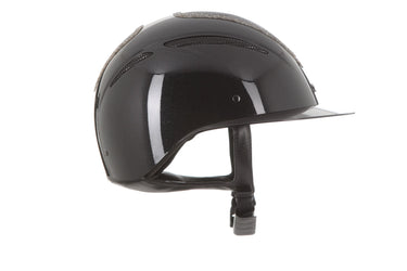 Evoke Elara Wide Peak Riding Hat Black Metallic/Steel Crystal Frame| Online For Equine