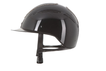 Evoke Elara Wide Peak Riding Hat Black Metallic/Steel Crystal Frame| Online For Equine