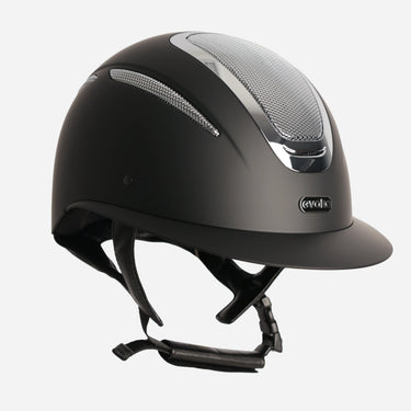 Evoke Elara Wide Peak Riding Hat Black/Silver Chrome| Online For Equine