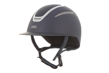 Evoke Elara Wide Peak Riding Hat Navy/Silver Chrome| Online For Equine