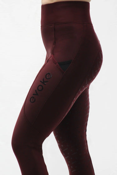 Evoke Performance Burgundy Full Seat Ladies Riding Leggings| Online For Equine