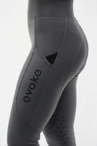 Evoke Performance Gunmetal Knee Grip Ladies Riding Leggings| Online For Equine