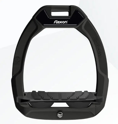 Flex-On Safe-On Junior Composite Lightweight Safety Stirrups - Black With Black Inclined Grip Tread & Black Elastomers| Online For Equine