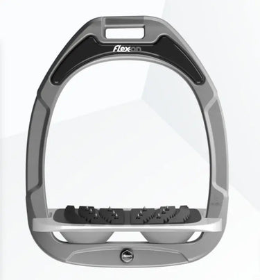Buy Flex-On Safe-On Safety Stirrups - Silver Grey With Grey Inclined Ultra Grip Tread & Grey Elastomers| Online for Equine