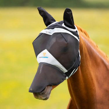 FlyGuard Black Pro Fine Mesh Fly Mask with Ears & Nose - Cob| Online For Equine