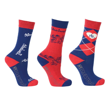 Buy HY Thelwell Collection Childrens Socks-Childs UK 8 - 12-Navy / Red| Online for Equine