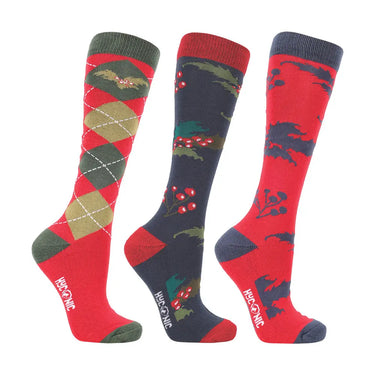 HYCONIC Christmas Holly Socks by Hy Equestrian (Pack of 3)| Online For Equine